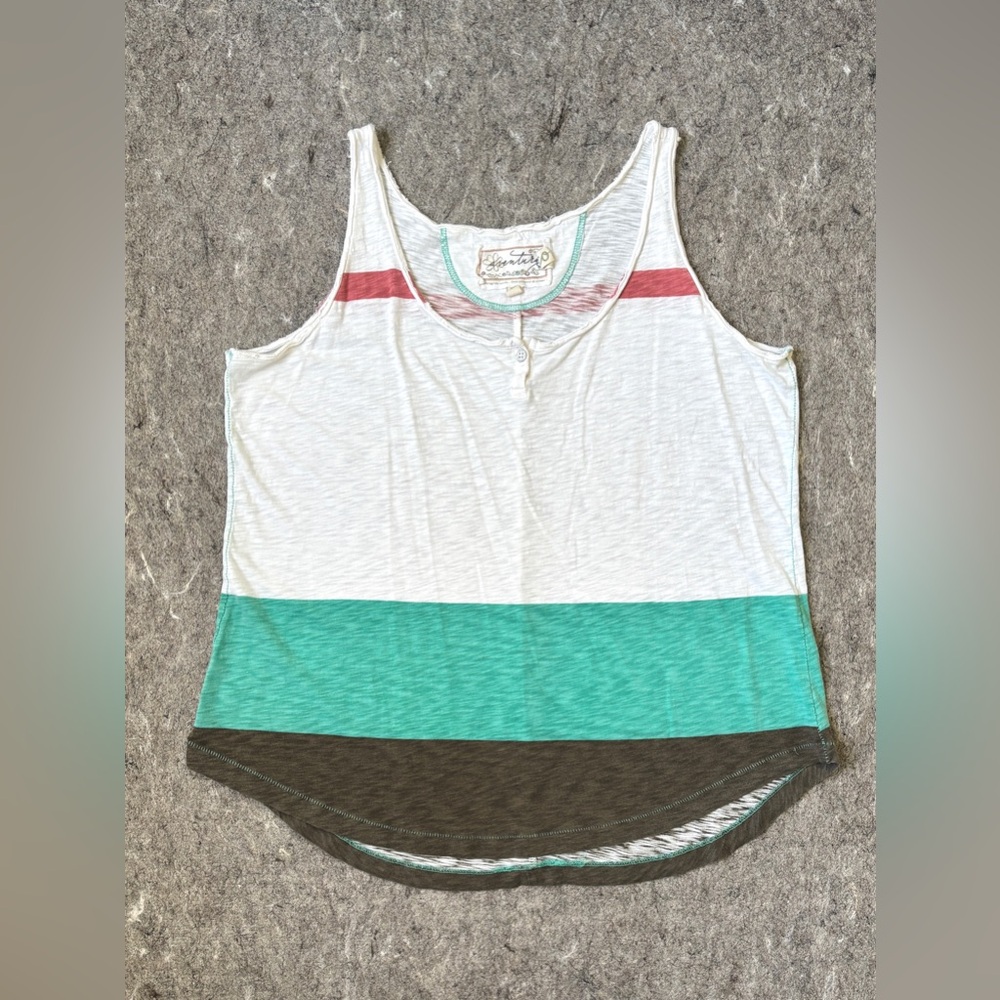 Aventura eco organic cotton modal white red green brown colorblock tank top - Picture 2 of 13